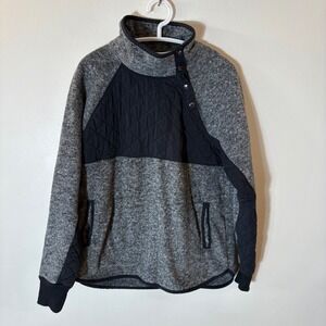 Abercrombie‎ & Fitch Quilted Fleece Snap Neck Pullover Gray Size Medium